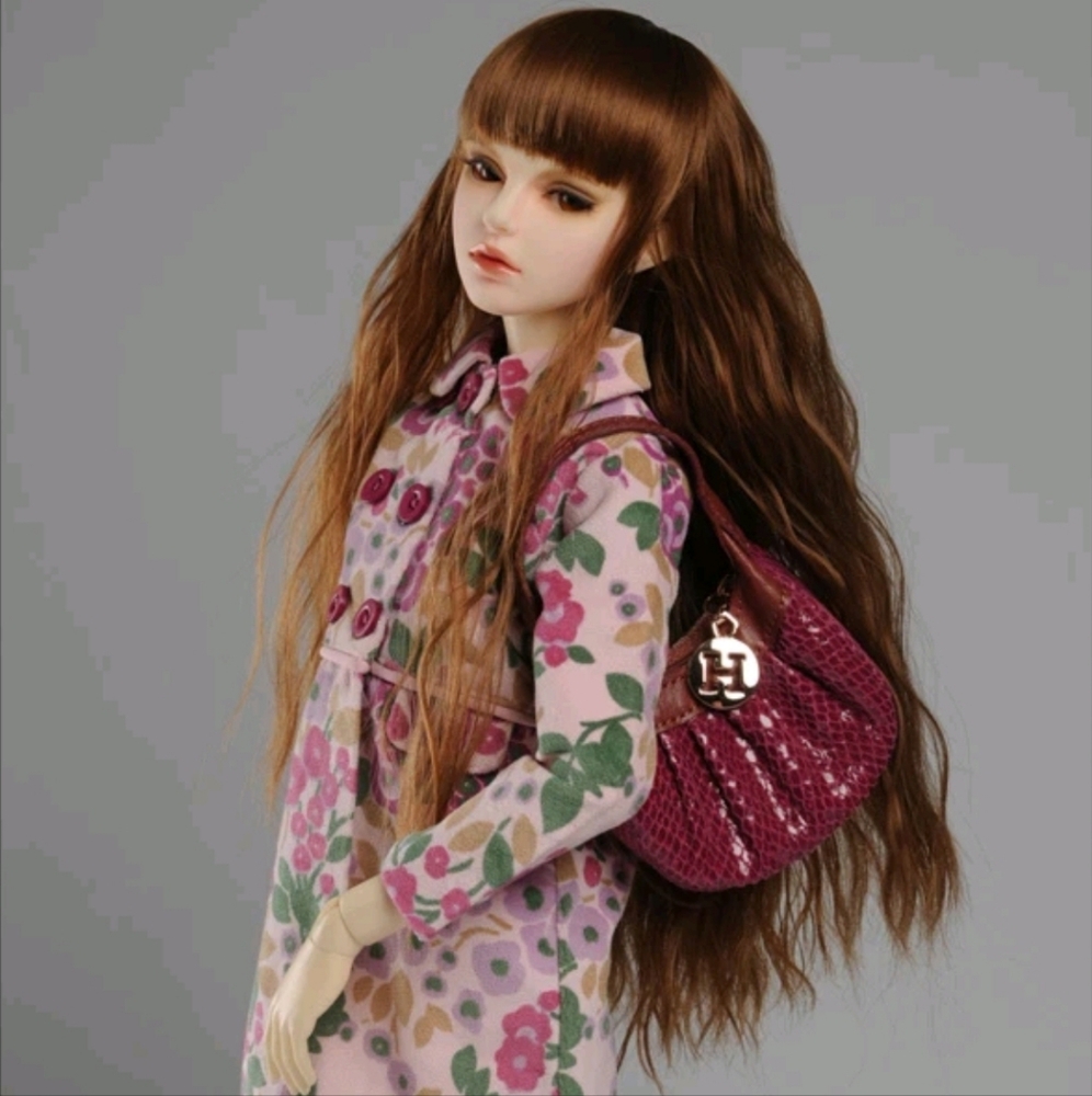 Dollmore Lux & RG Handbag (Wine) Doll Size Bjd Leather Purse With Logo Charm